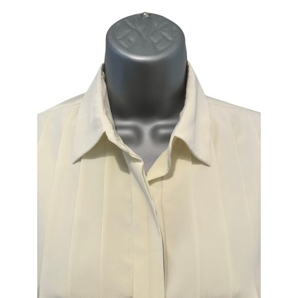 Breckenridge Vintage Ivory Cream Box Pleated Long Sleeve Blouse-Size 10 - Picture 2 of 9
